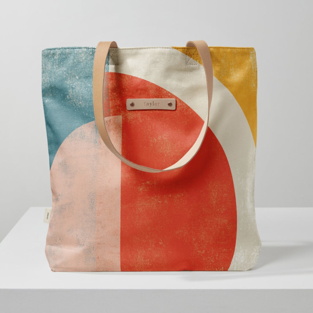 "Abstract Sunset" - Snap Tote in Sunset by Michelle Taylor - Snap Tote