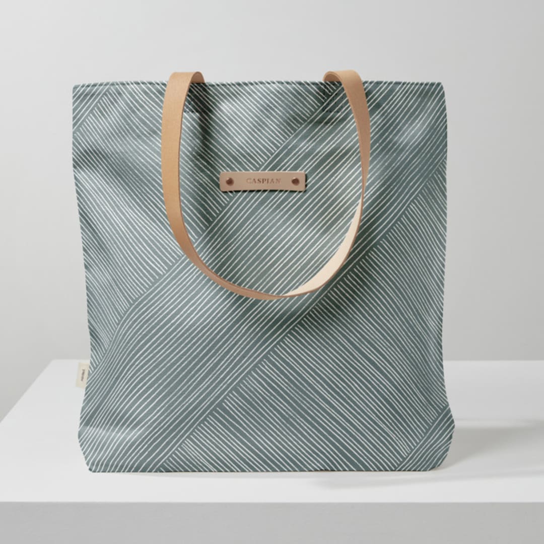"Line Wrap" - Snap Tote in Emerald by Michelle Taylor - Snap Tote