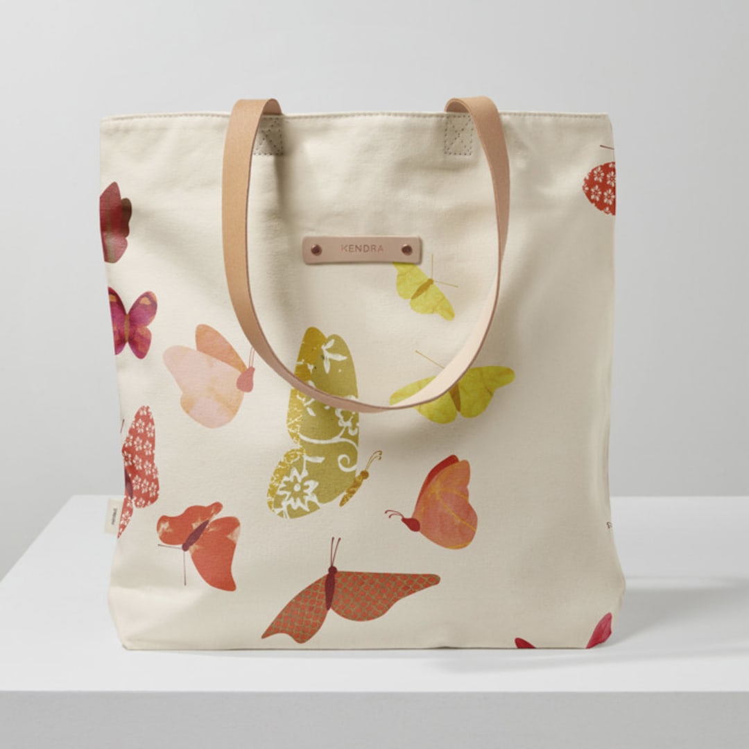 "paper butterflies" - Snap Tote in Beige by Kamala Nahas - Snap Tote