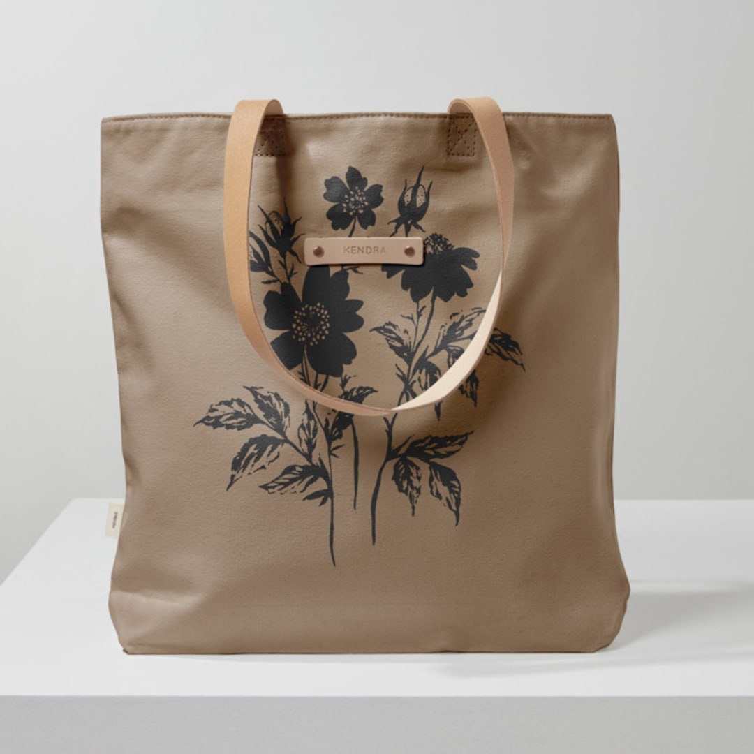 "Wildflowers" - Snap Tote in Brown by Wildfield Paper Co - Snap Tote