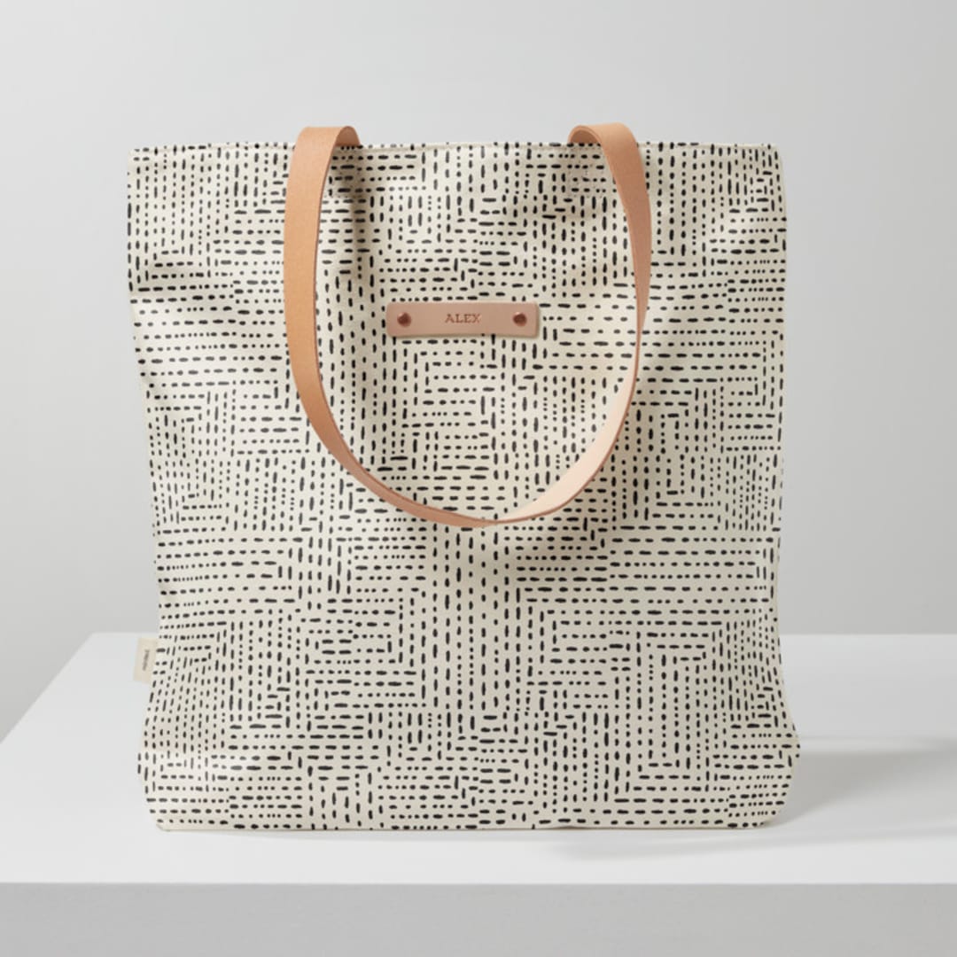 "Pathways" - Snap Tote in Black & White by Ann Gardner - Snap Tote