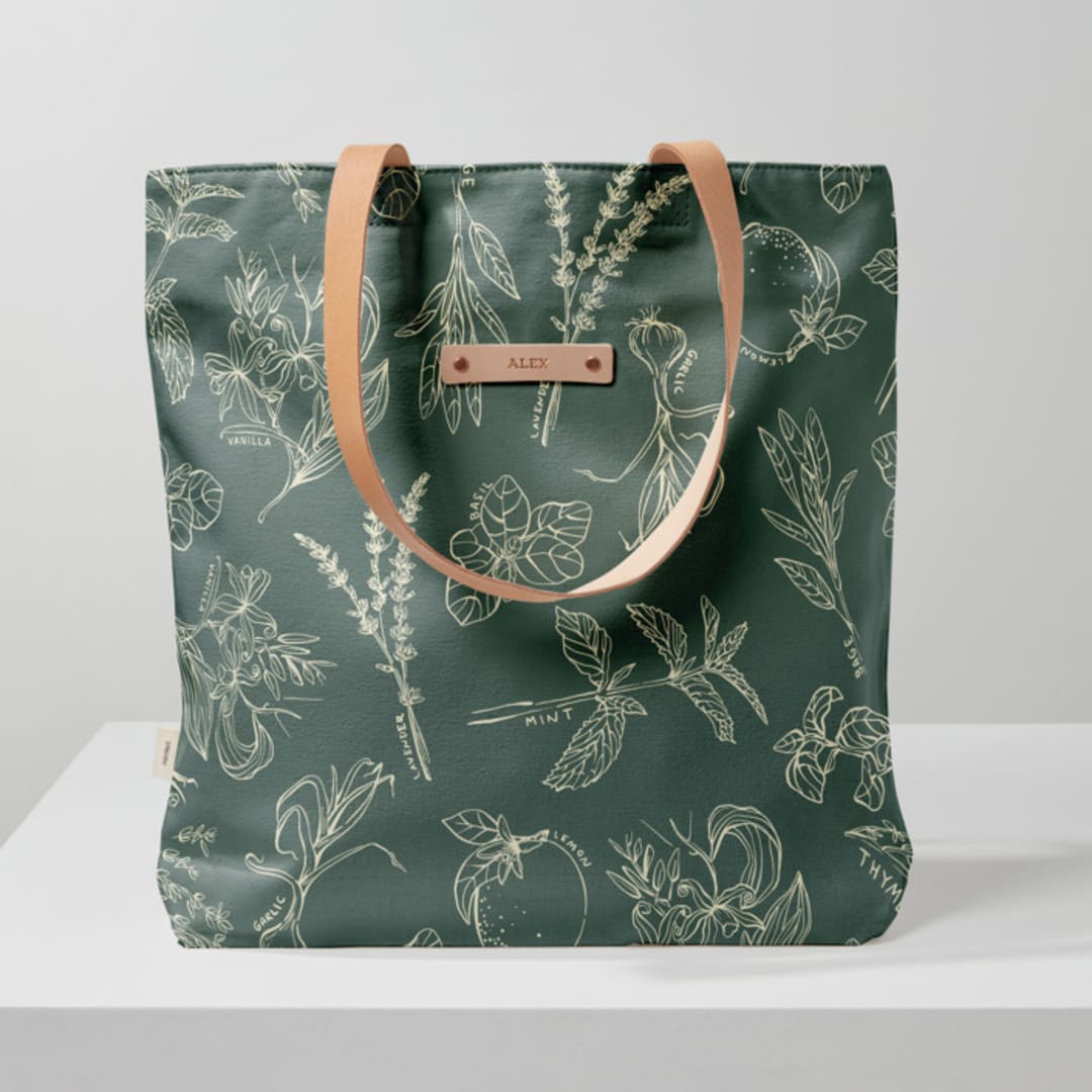 "Herb Garden" - Snap Tote in Sage by Saltwater Sparrow - Snap Tote