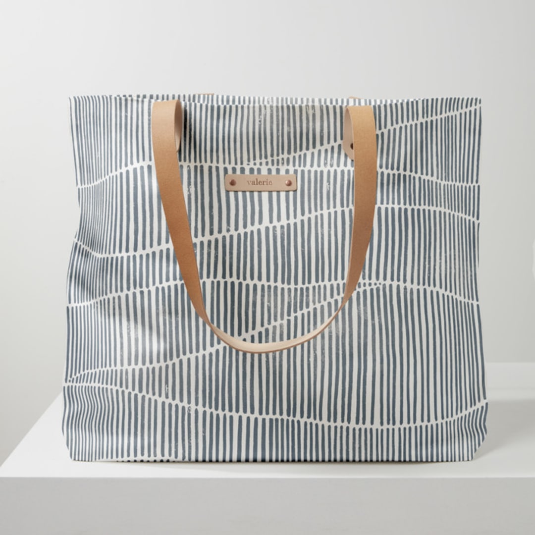 "Wavy" - Carry-All Slouch Tote in Storm by Michelle Taylor - Carry-All Slouch Tote