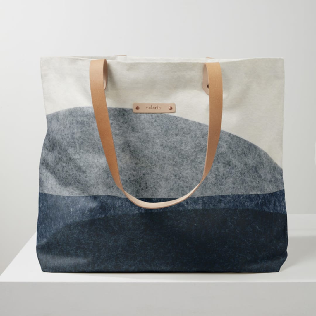 "tissue overlay" - Carry-All Slouch Tote in Indigo by Carrie Moradi - Carry-All Slouch Tote