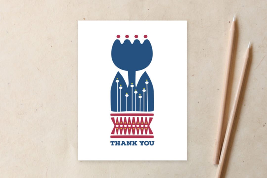Nordic Blue Flower Thank-you Card