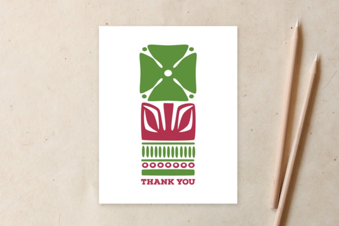 Nordic Green Flower Thank You Card