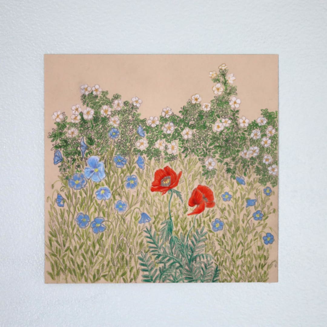 "Late Spring Morning" - Original Drawings in green by Janie Allen
