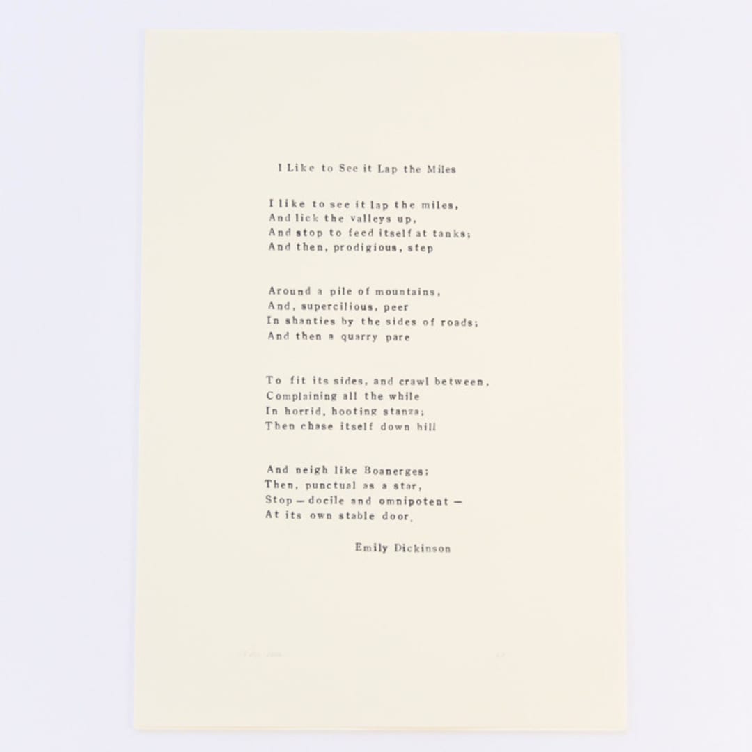 "I Like to See it Lap the Miles Poem Original" - Original Drawings in black by Dana Williamowsky