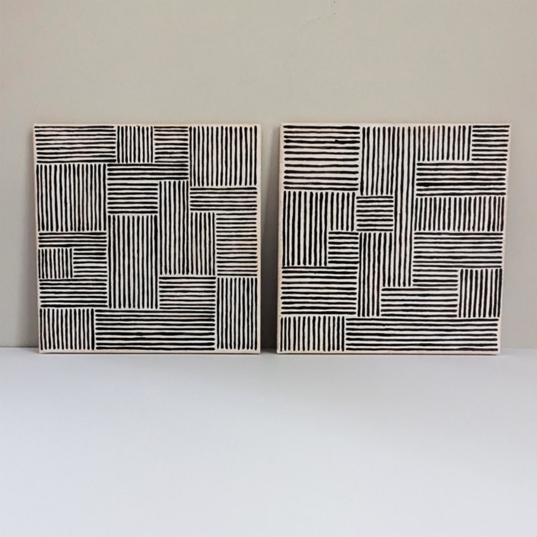 "Sketchy Pair | 12" x 12" | Set of 2" - Original Painting in brown by Katie Zimpel