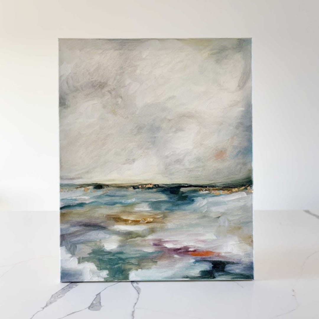 "Le Eclat II Original Oil Painting" - Original Painting in blue by Nicoletta Savod