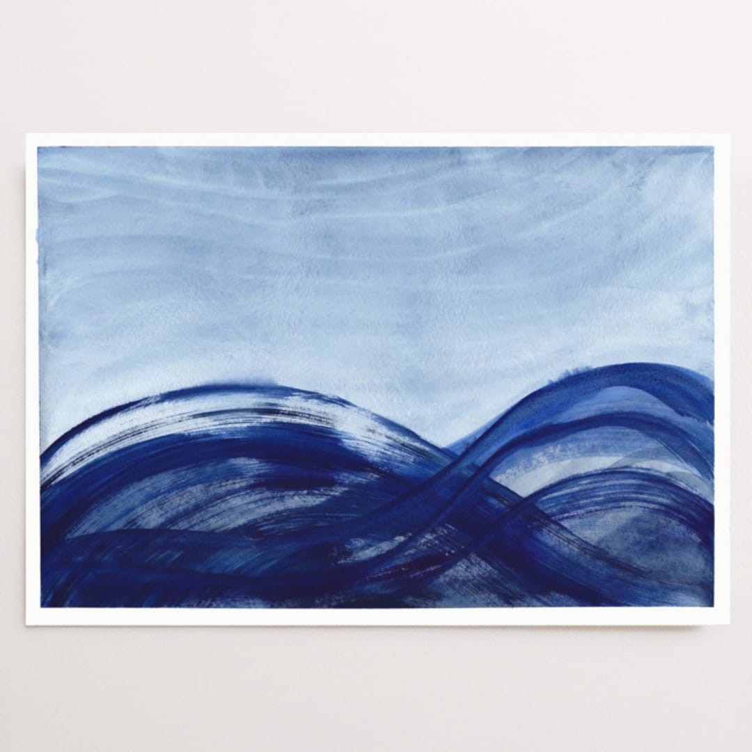 "Waves in Flow" - Original Painting in blue by Danushka Abeygoda