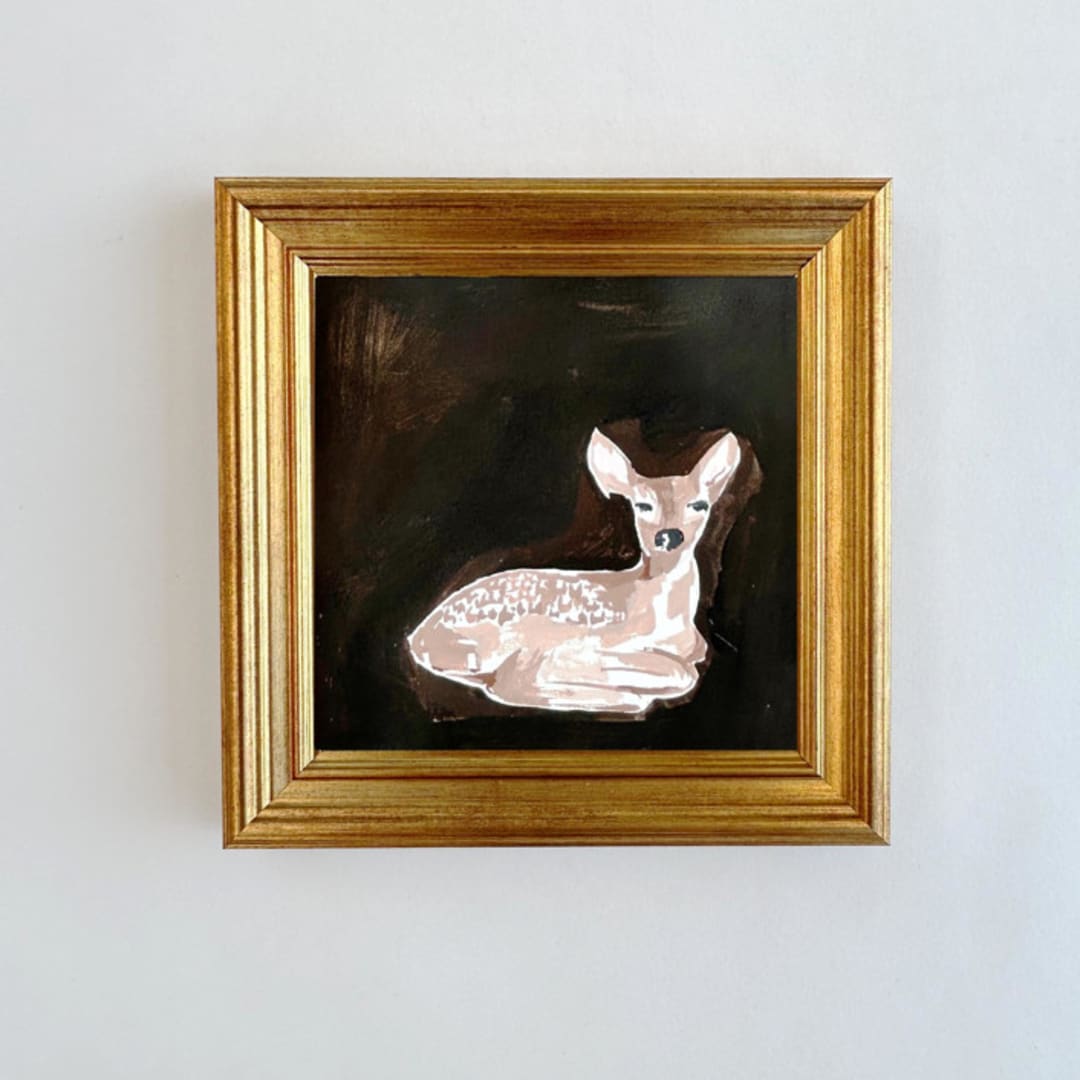 "Enchanted Deer 2" - Original Painting in brown by Teju Reval