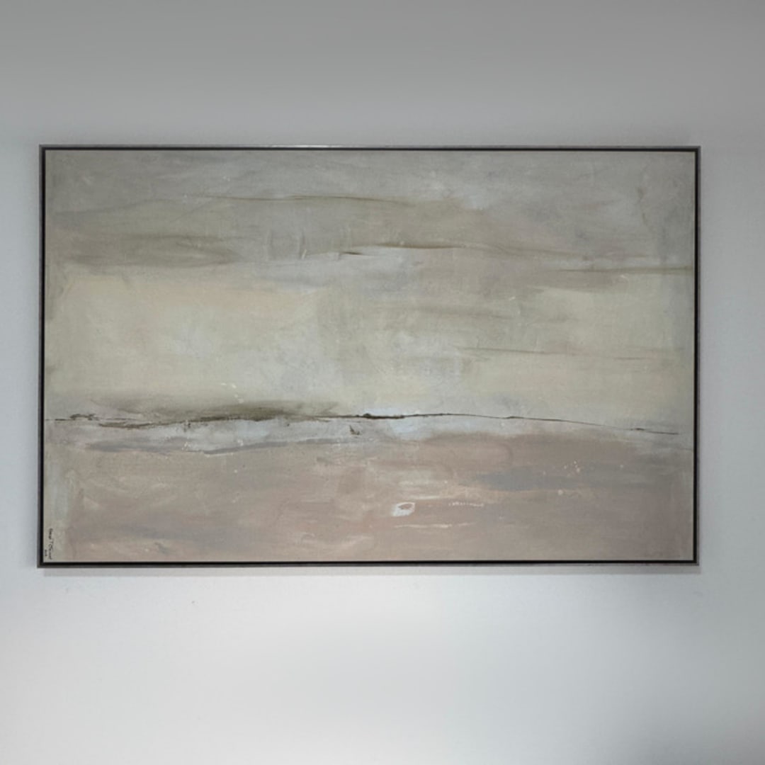 "Neutral Abstract" - Original Painting in beige by Karine Tonial Grimm