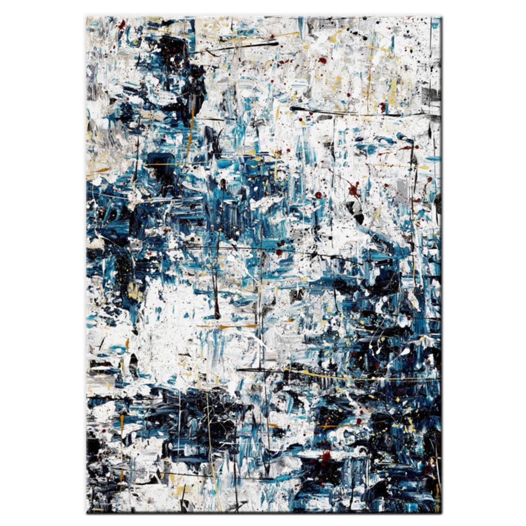 "Snow Ski Mountain | Abstract Art on Canvas" - Original Painting in blue by Carmen Guedez