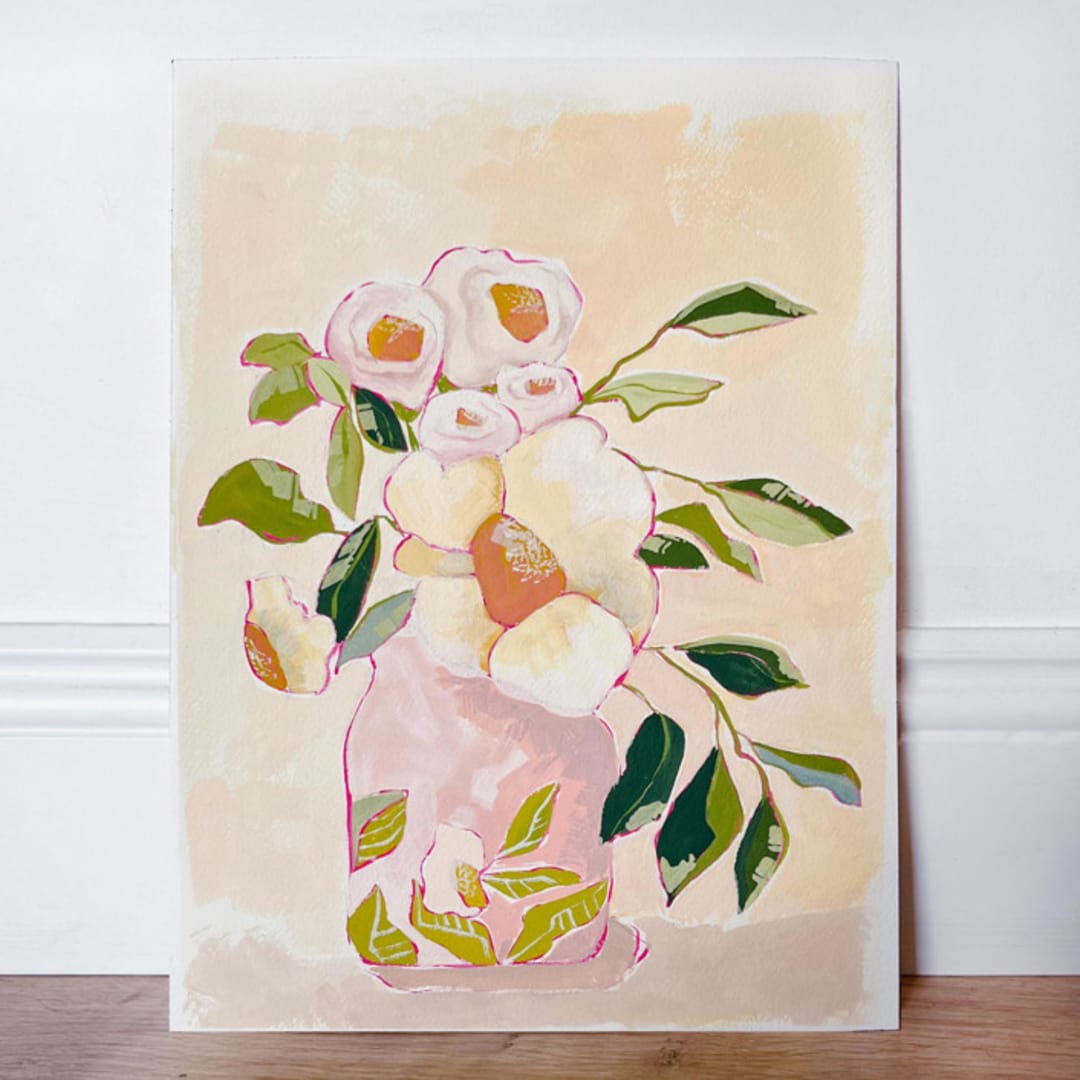 "Flourish Vase" - Original Painting in multicolor by Lucrecia Caporale