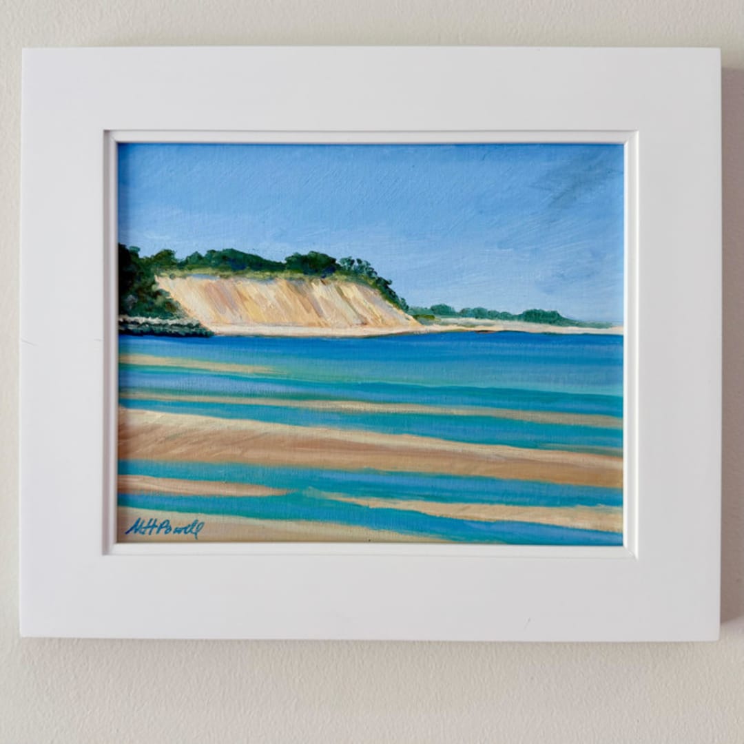 ""Harbor Shoals" Original Framed Oil Painting" - Original Painting in blue by Mary Hills Powell