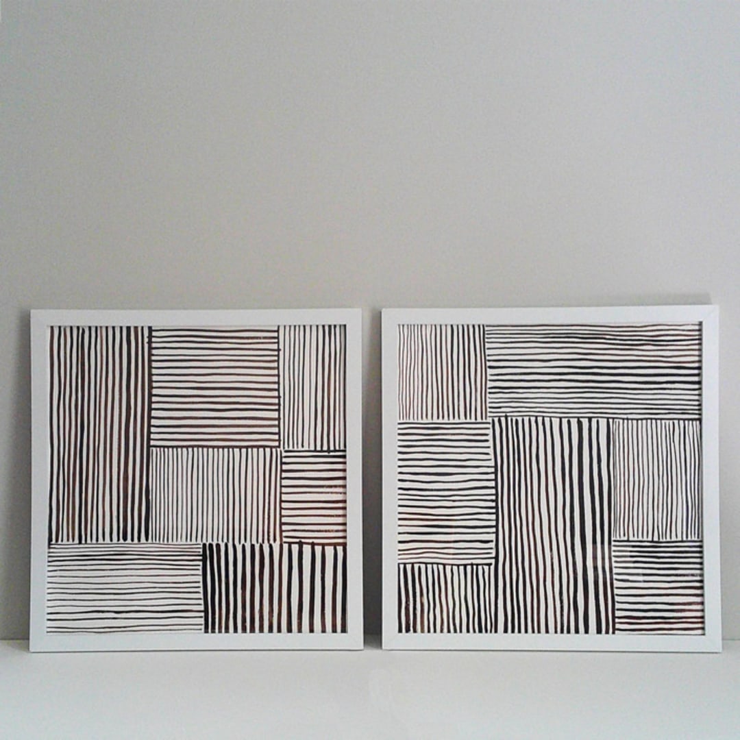 "Sketchy Lines | 16" x 16" | Set of 2" - Original Painting in brown by Katie Zimpel