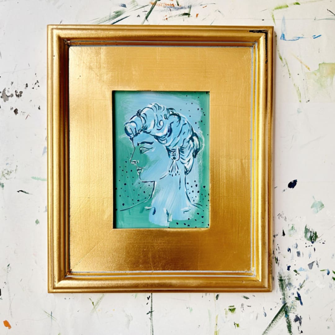 "Lyda of the Stars" - Original Painting in blue by Green Barn Studio