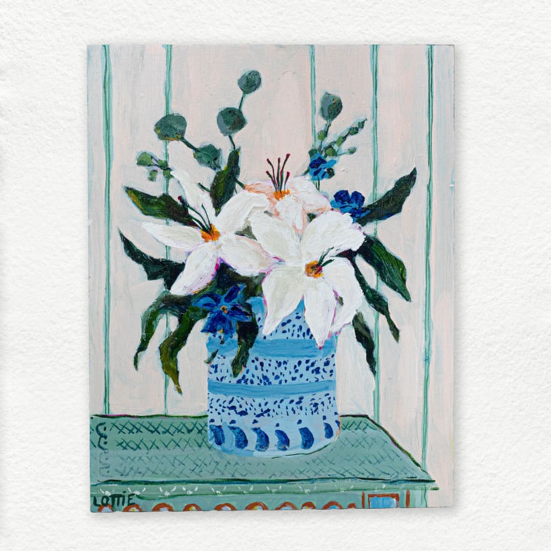 "Lillies" - Original Painting in multicolor by Lottie Aldarwish