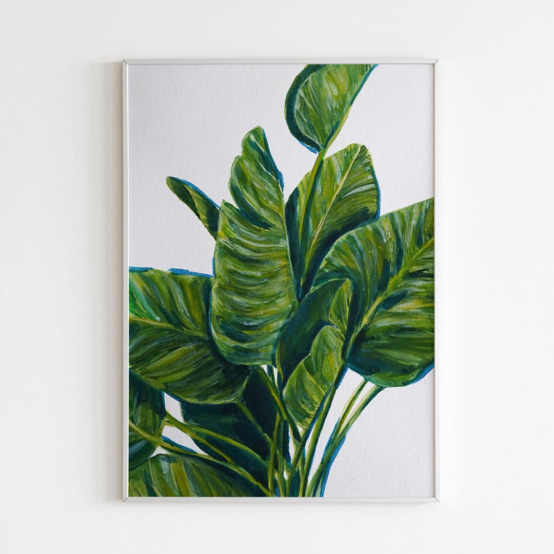 "Tropical mixed media original painting" - Original Painting in green by Alexandra Dzh