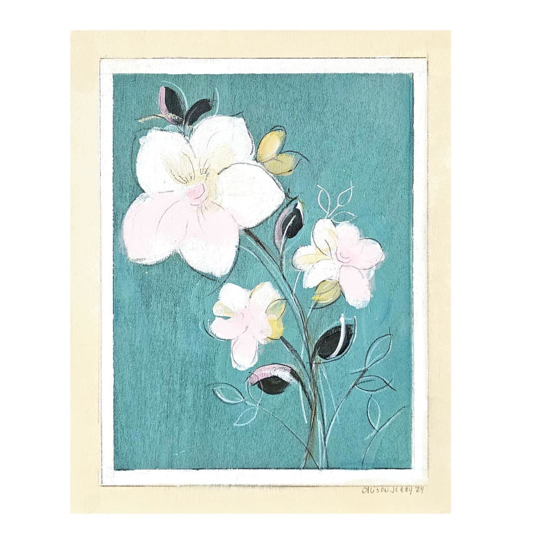 "Flower ll" - Original Painting in white by AlisonJerry