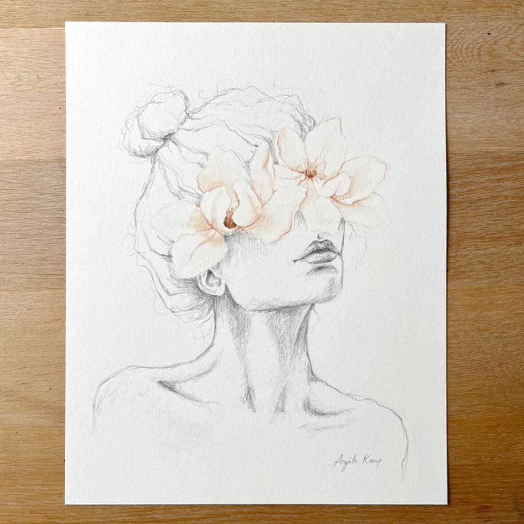"Flora Donna 03" - Original Painting in beige by Angele Kamp
