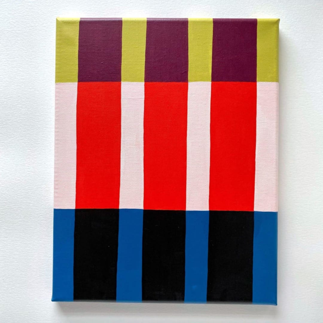 "Ochre Stripes in Fall Original Artwork" - Original Painting in multicolor by Katie Craig