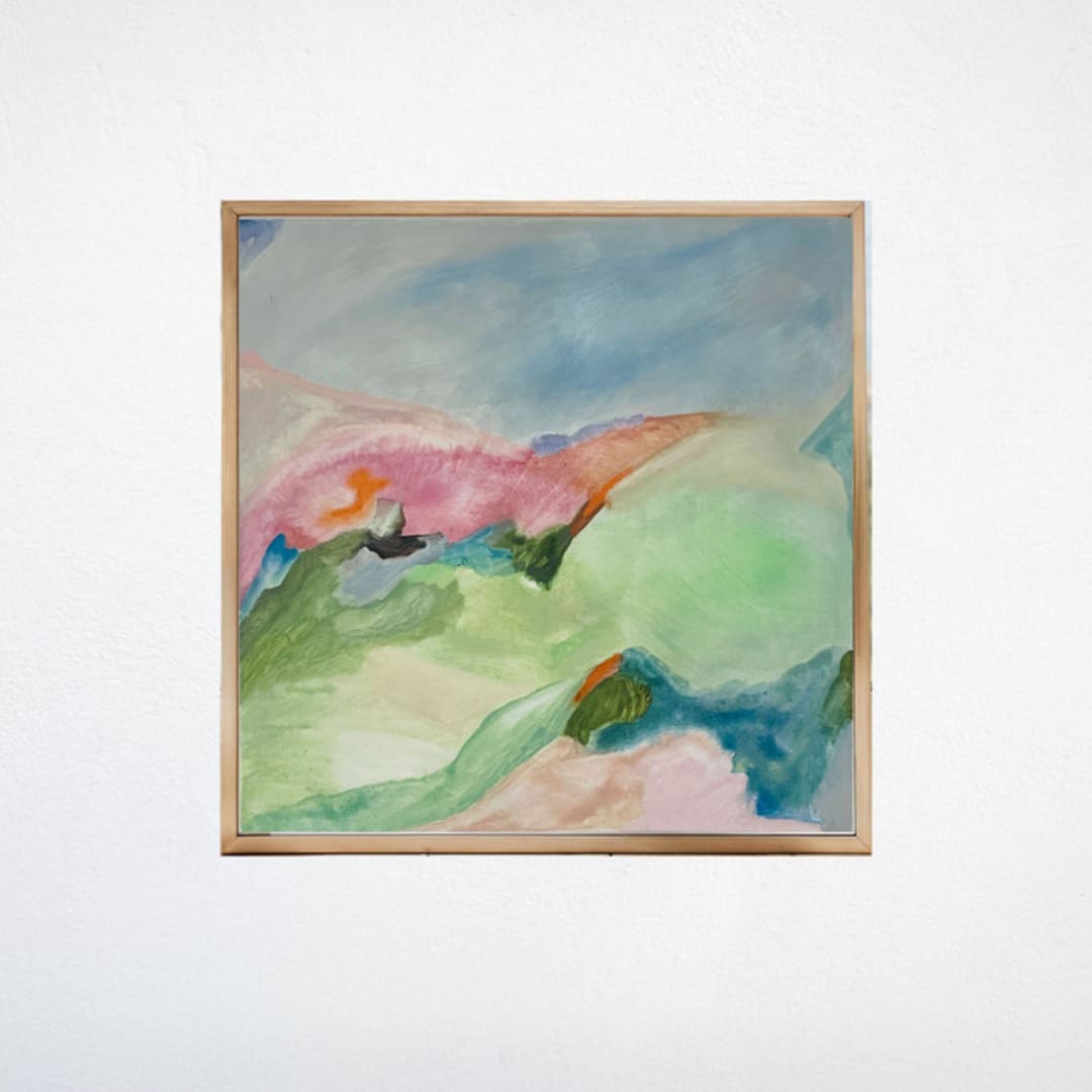 "Earth and Sky Abstract Landscape" - Original Painting in green by Hilary L Hahn