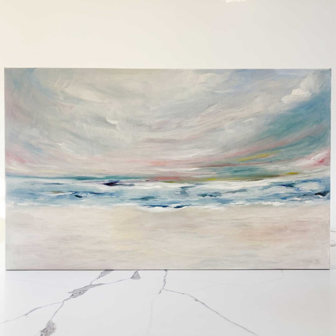 "Summer House Original Oil Painting" - Original Painting in blue by Nicoletta Savod