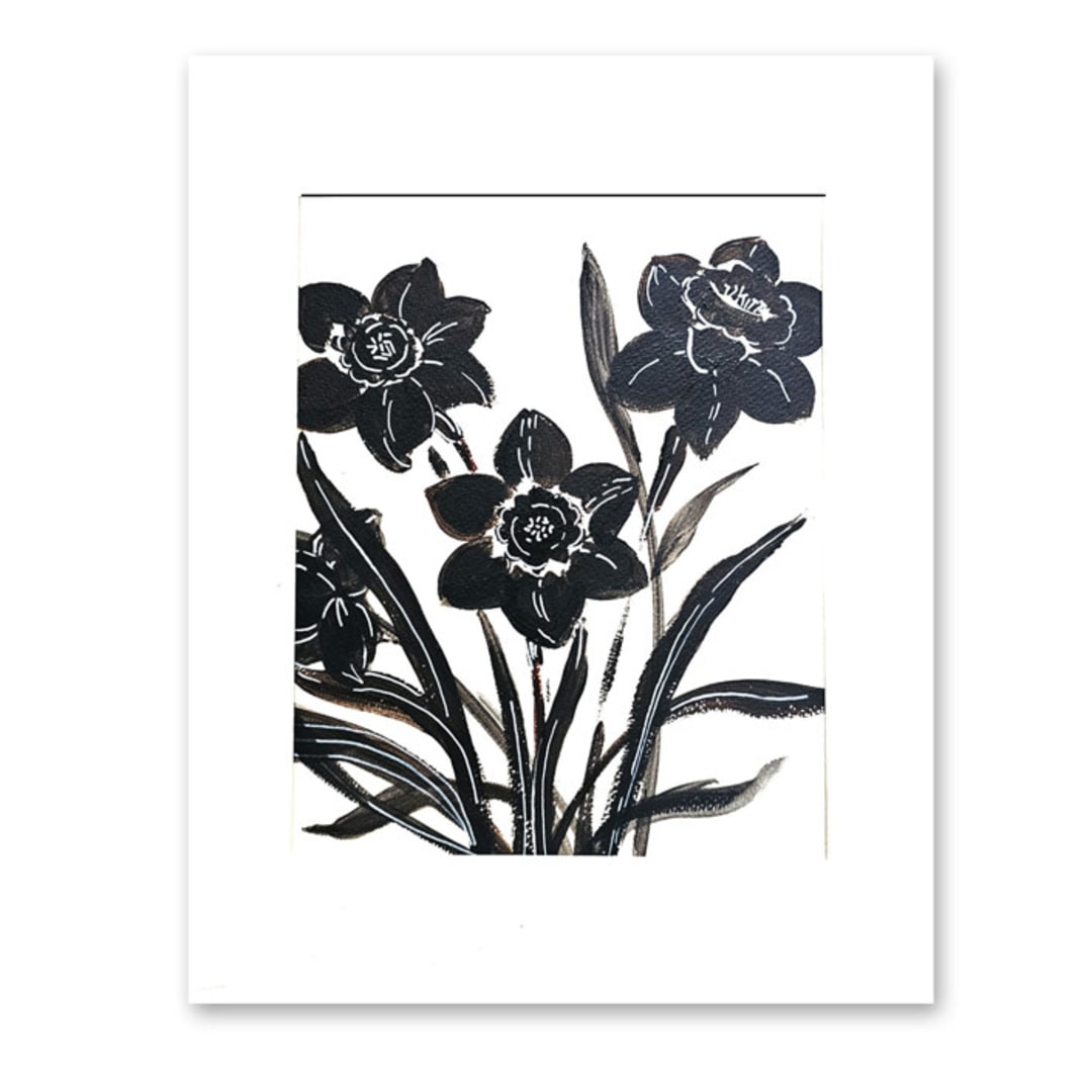 "Modern Daffodil" - Original Painting in black by AlisonJerry