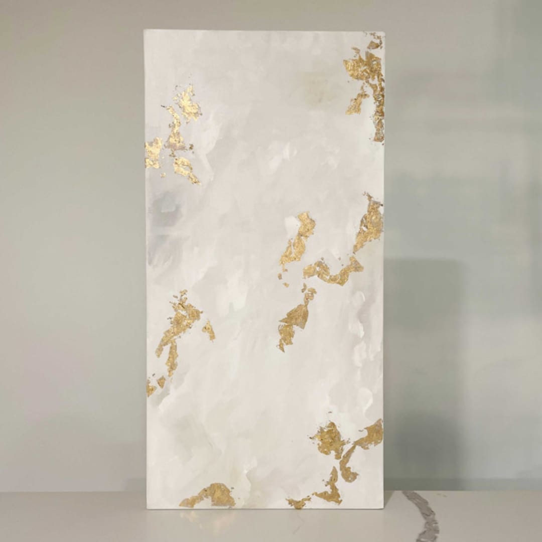 "Gilded Chances I" - Original Painting in white by Nicoletta Savod