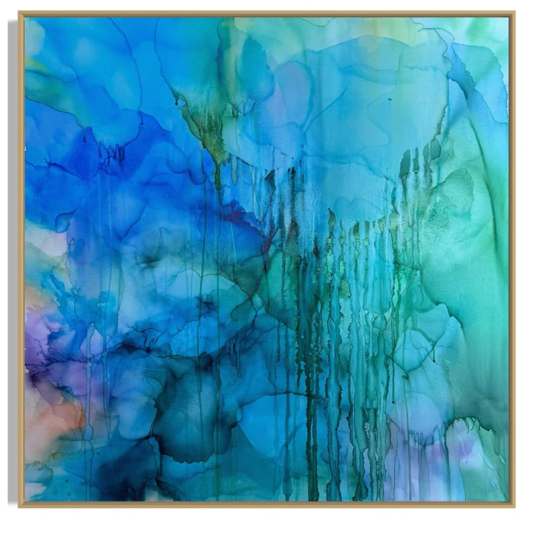 "“Depths of Blue” – Original Abstract Acrylic Painting (36” x 36”)" - Original Painting in blue by Sarah Mankin
