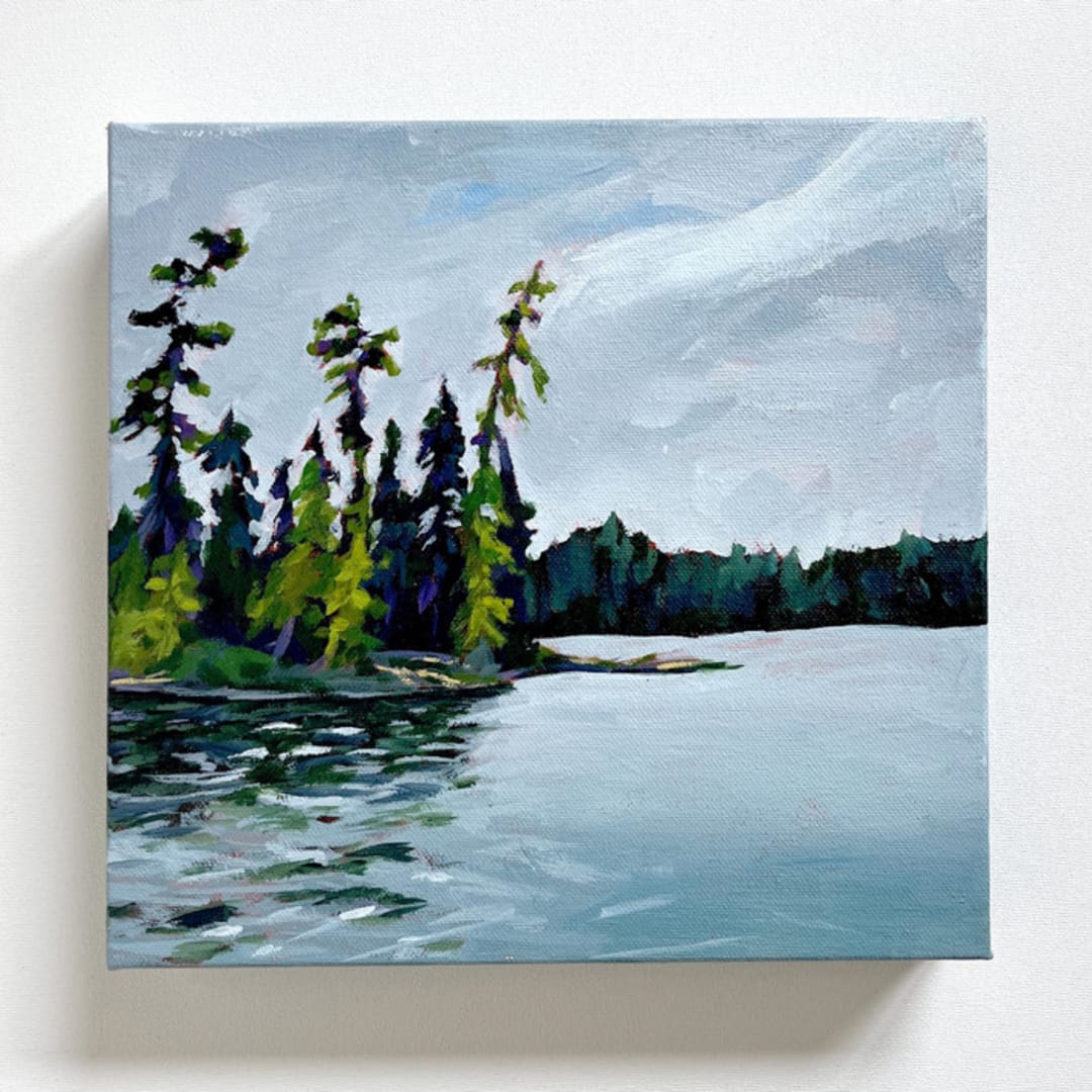 "'Sawbill Trail' original painting" - Original Painting in blue by Holly Whitcomb