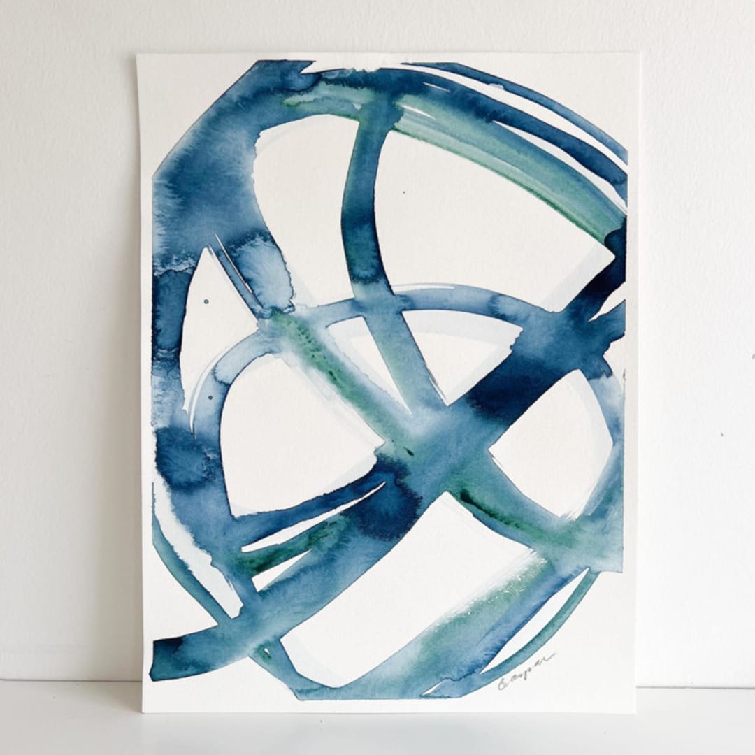 "Ocean Cell 6" - Original Painting in blue by Mary Gaspar