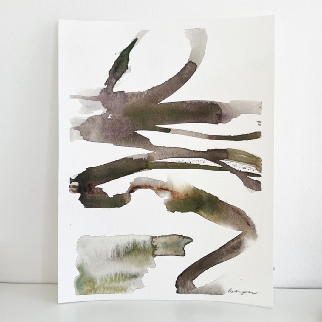 "Bibliophile" - Original Painting in brown by Mary Gaspar