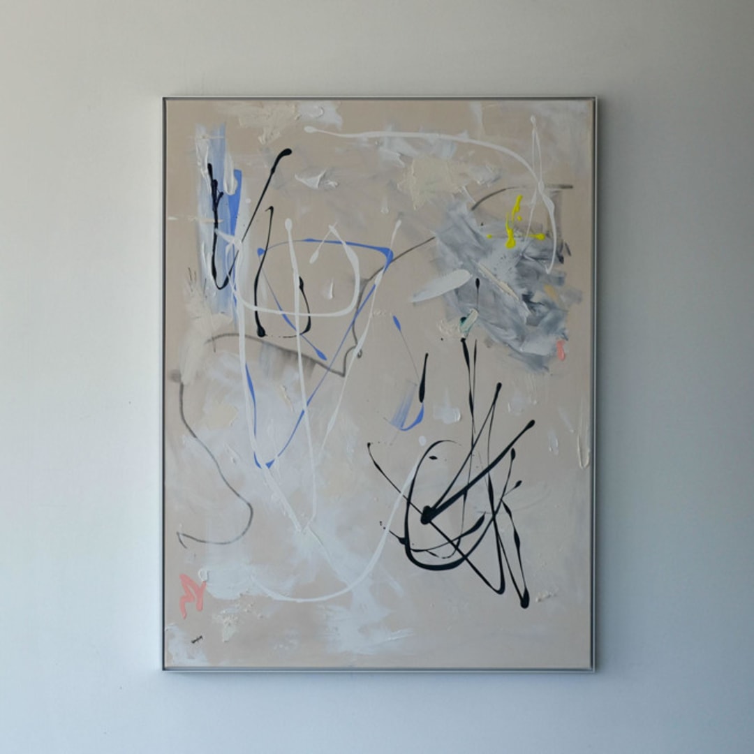 "Sippin in Sydney" - Original Painting in beige by Kathryn Kelly