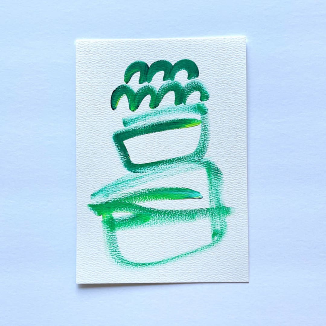 "Clover" - Original Painting in green by bari wieselman schulman