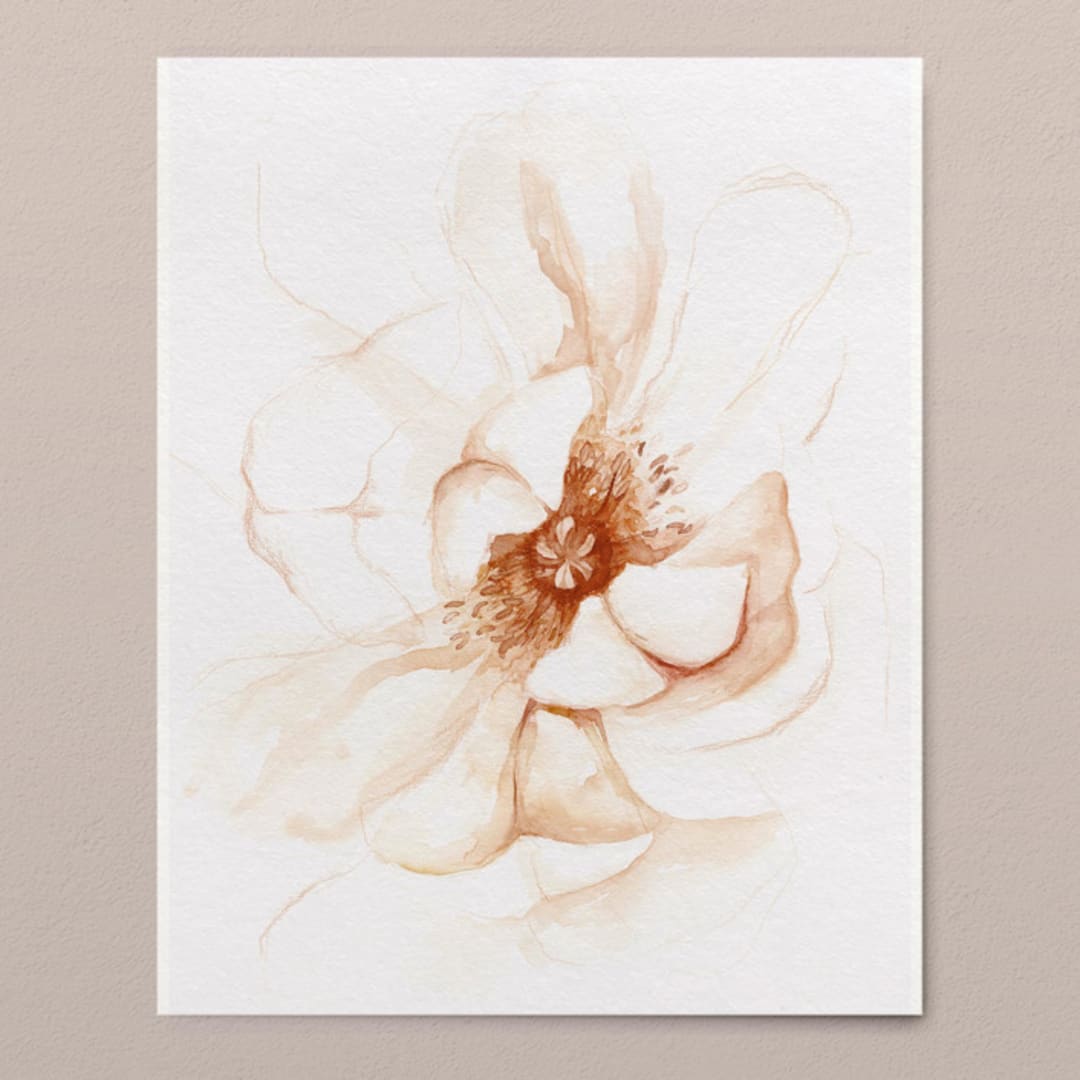 "Peachy Peonies 02 watercolor painting" - Original Painting in orange by Angele Kamp