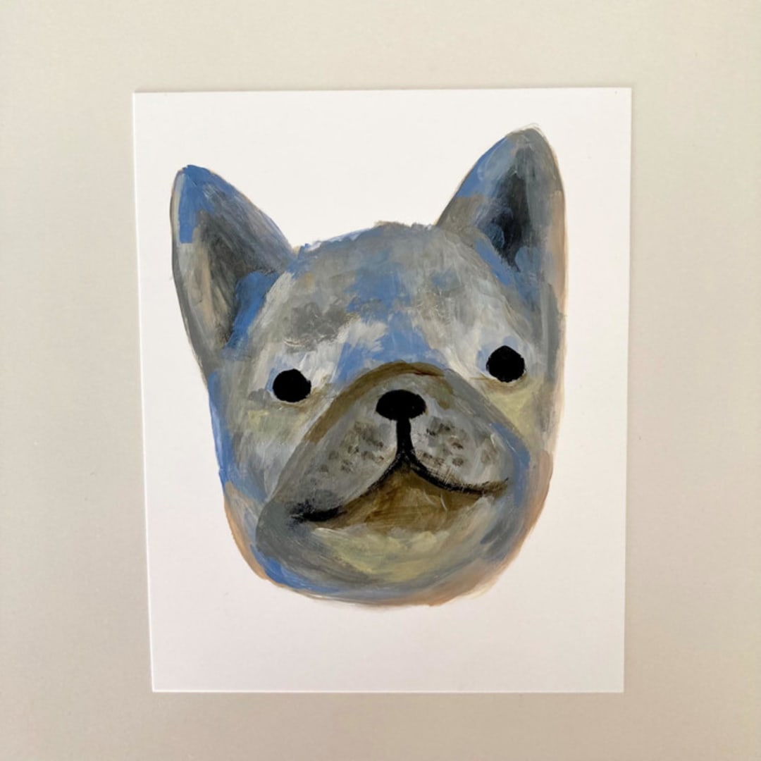 "French Bulldog" - Original Painting in gray by Amy Mullen