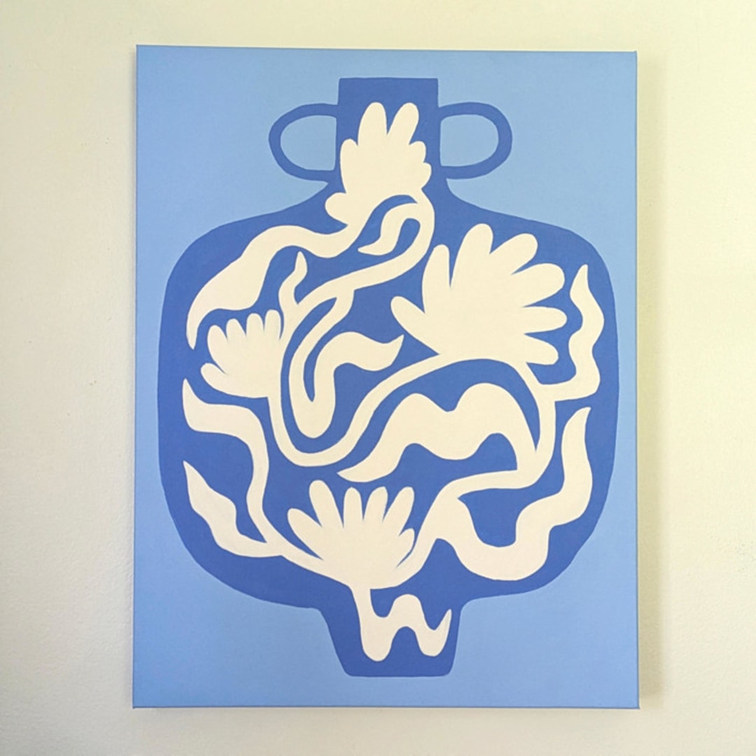 "Holding Flowers- Original Acrylic Painting" - Original Painting in multicolor by Kate Sowinski