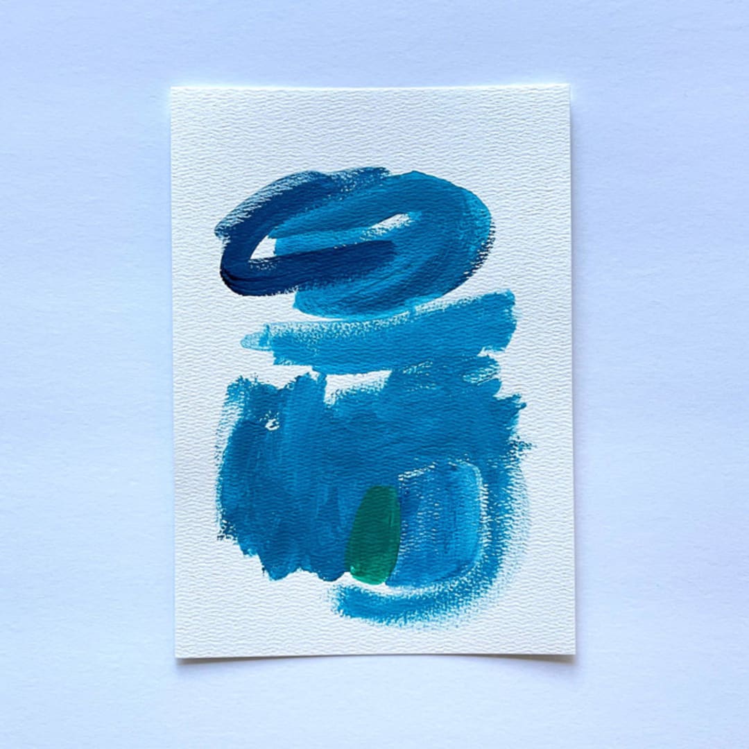 "delphine" - Original Painting in blue by bari wieselman schulman