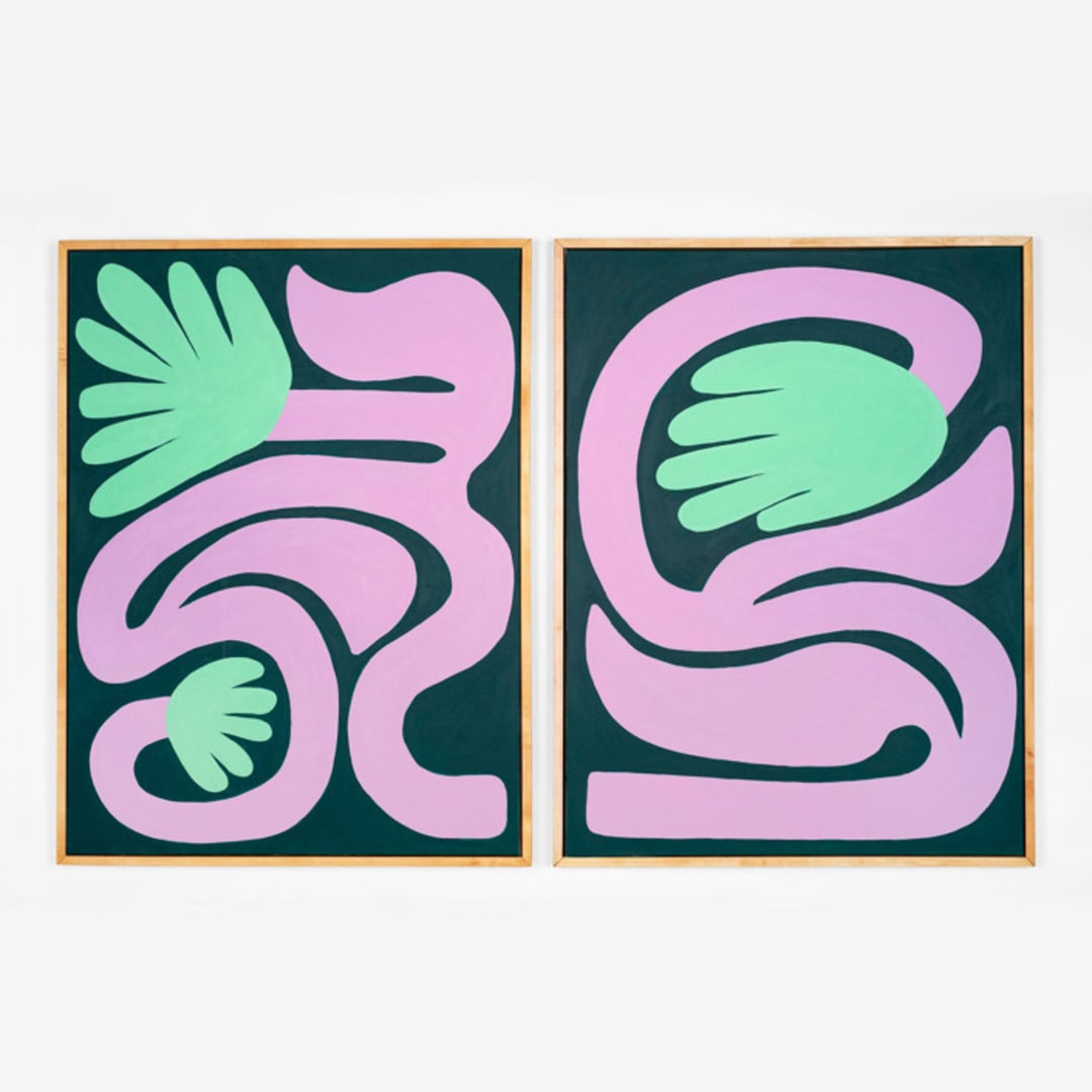 "Filling Space with Flowers - Set of 2 Original Acrylic Paintings" - Original Painting in multicolor by Kate Sowinski