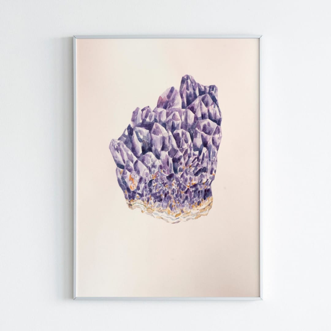 "Amethyst glow watercolor painting" - Original Painting in purple by Alexandra Dzh