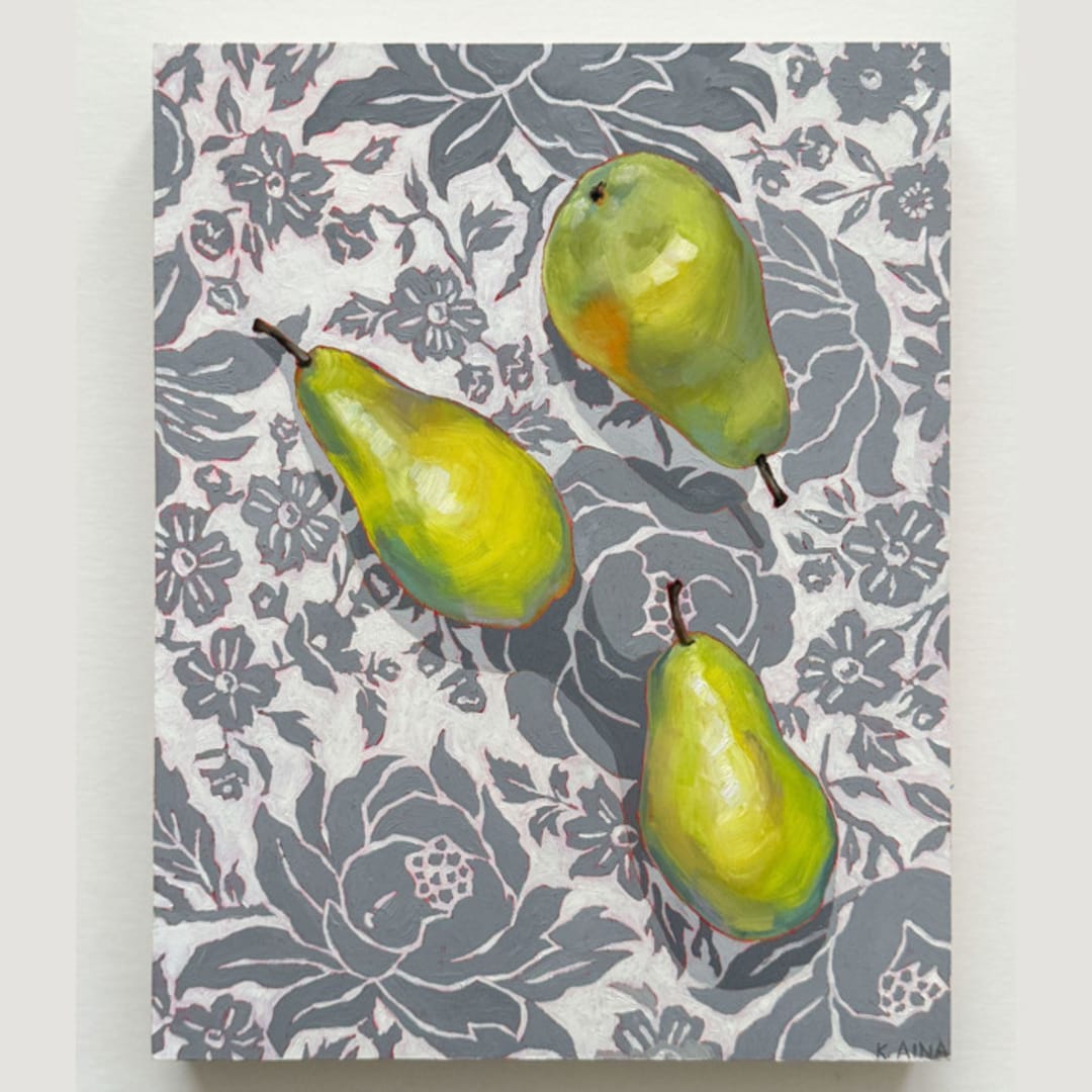 "Sunshine Pear Trio" - Original Painting in multicolor by Kara Aina