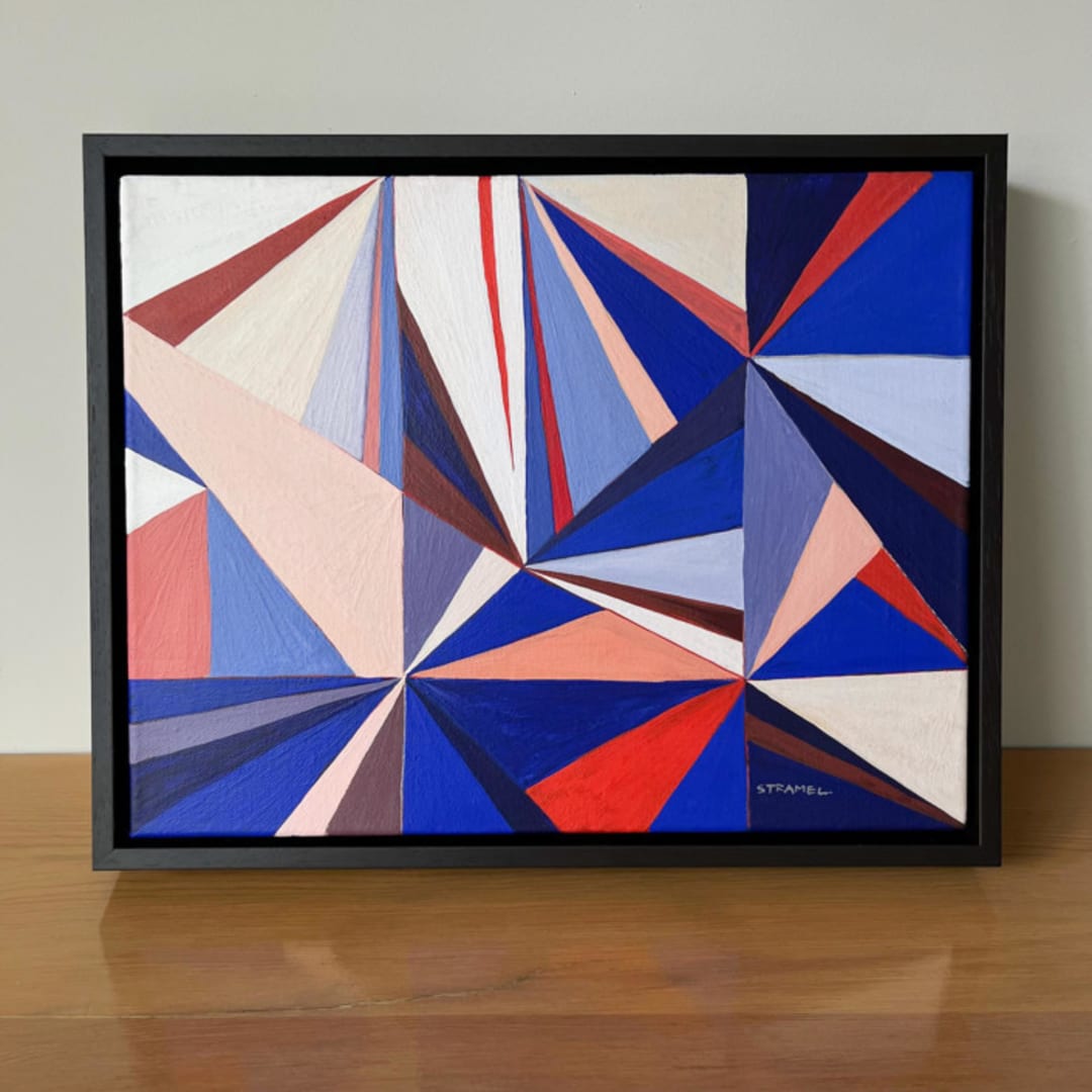 "Red + Blue" - Original Painting in multicolor by Renée Stramel