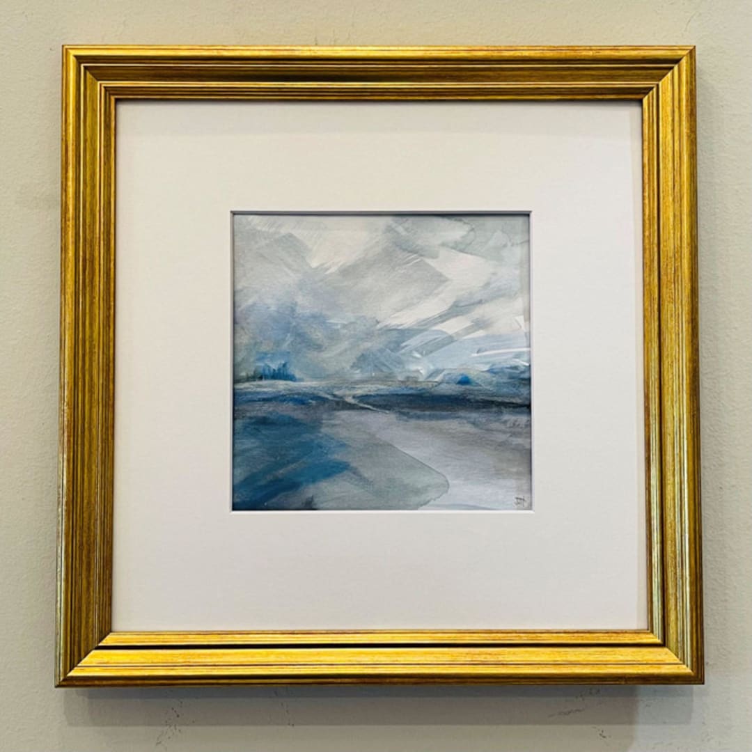 "Find a Different Way to Look at a Situation" - Original Painting in blue by Golden Lines and Silver Linings
