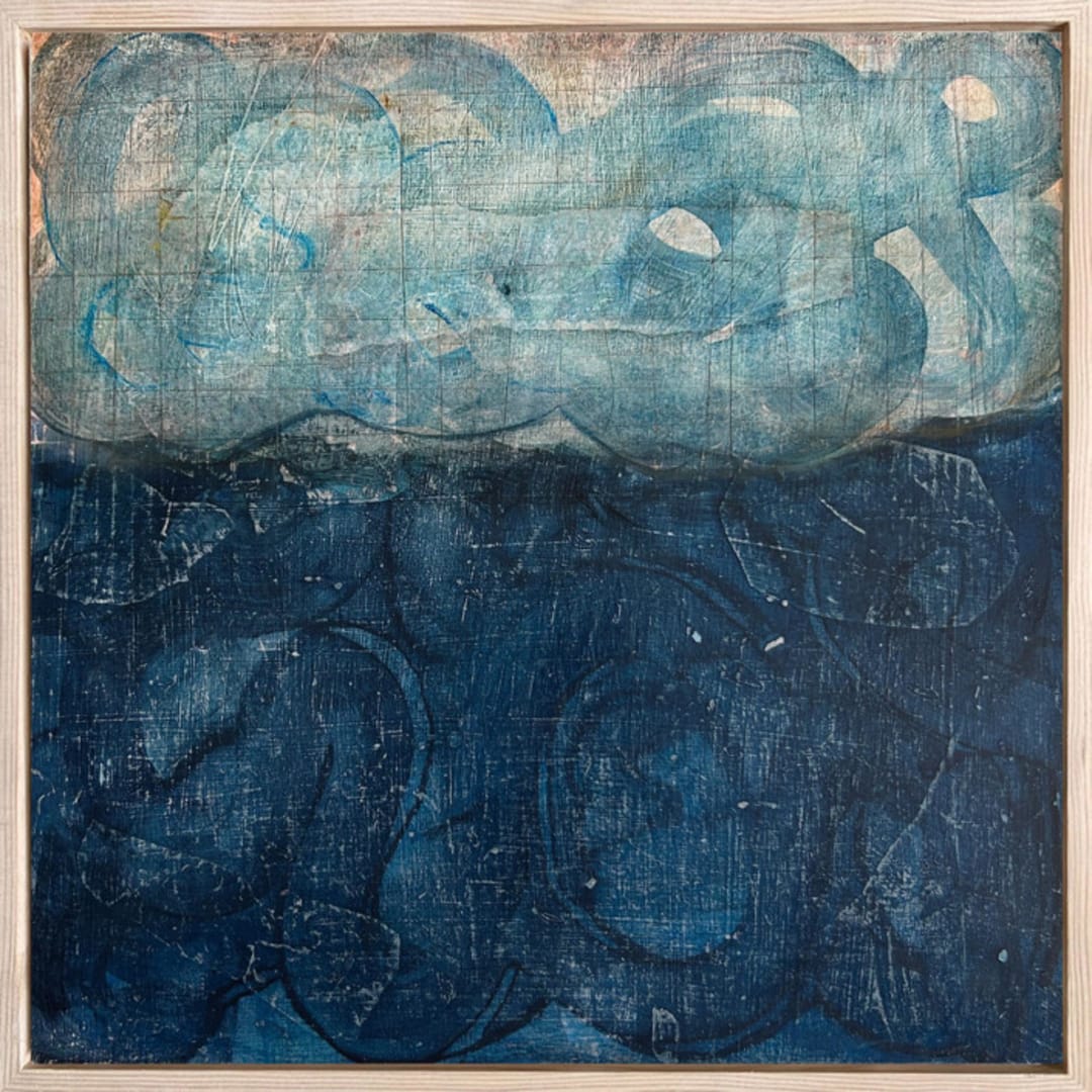 "come in, she said" - Original Painting in blue by tina johnson