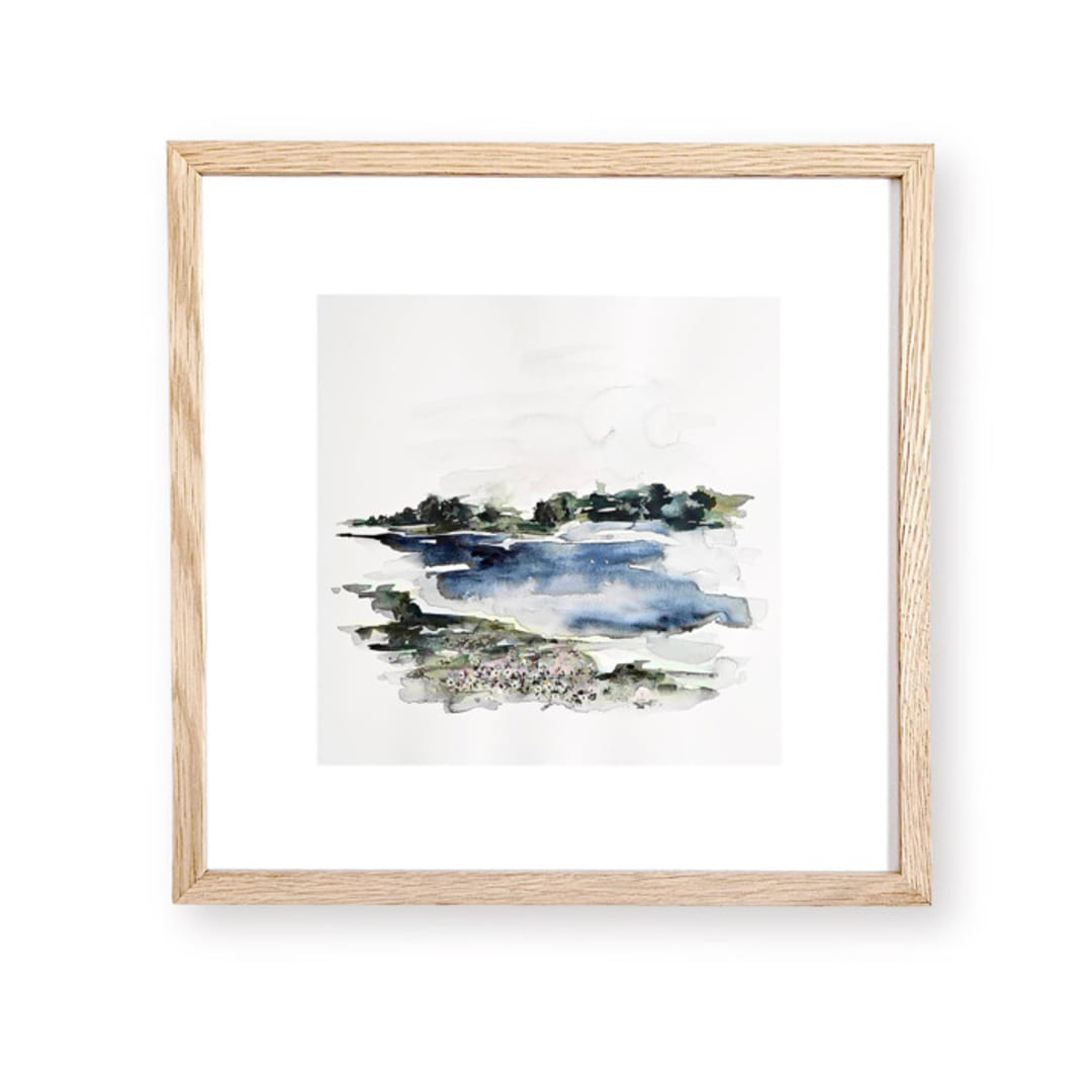 "Mountain View" - Original Painting in blue by Kate Nelson