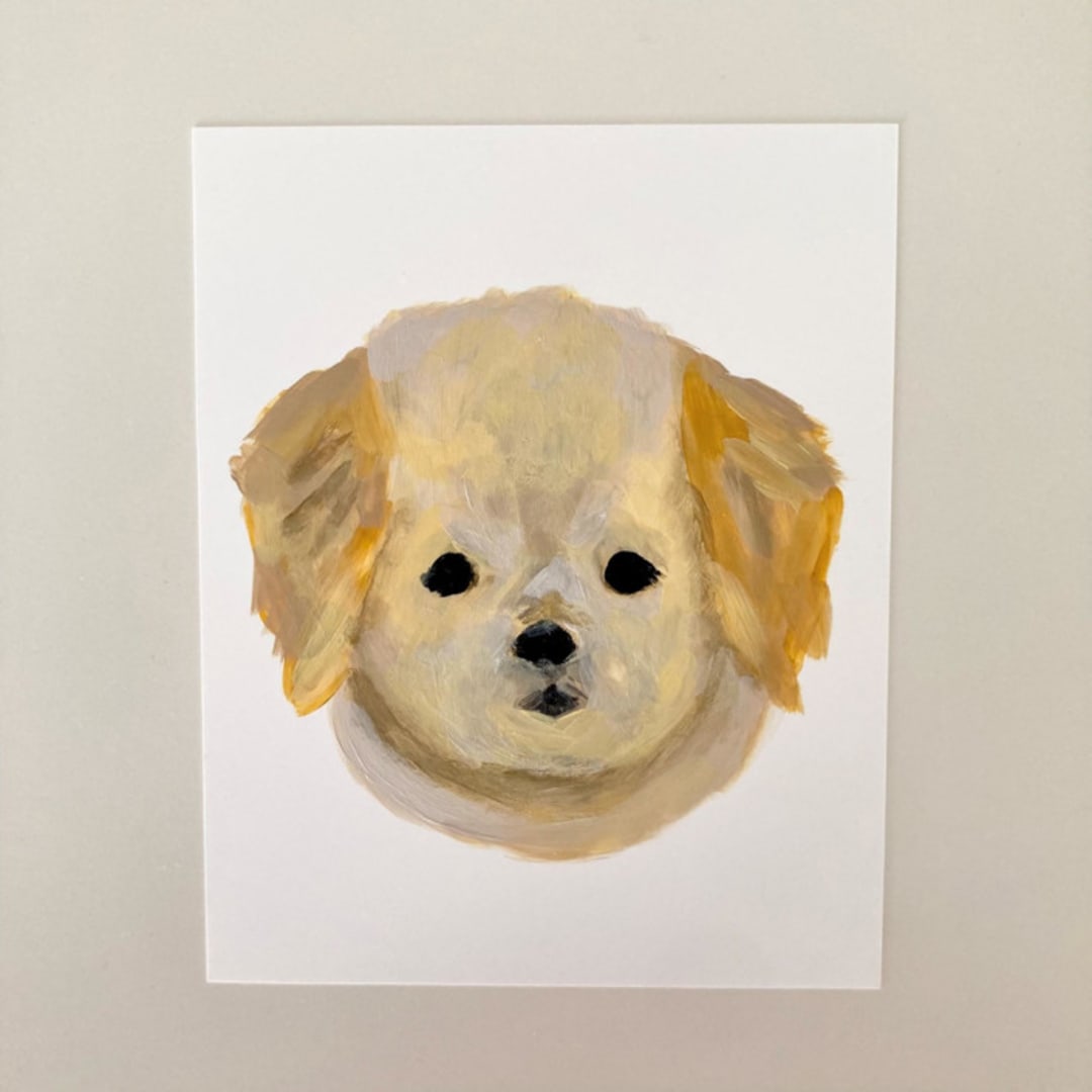 "Mini Golden Retriever" - Original Painting in yellow by Amy Mullen
