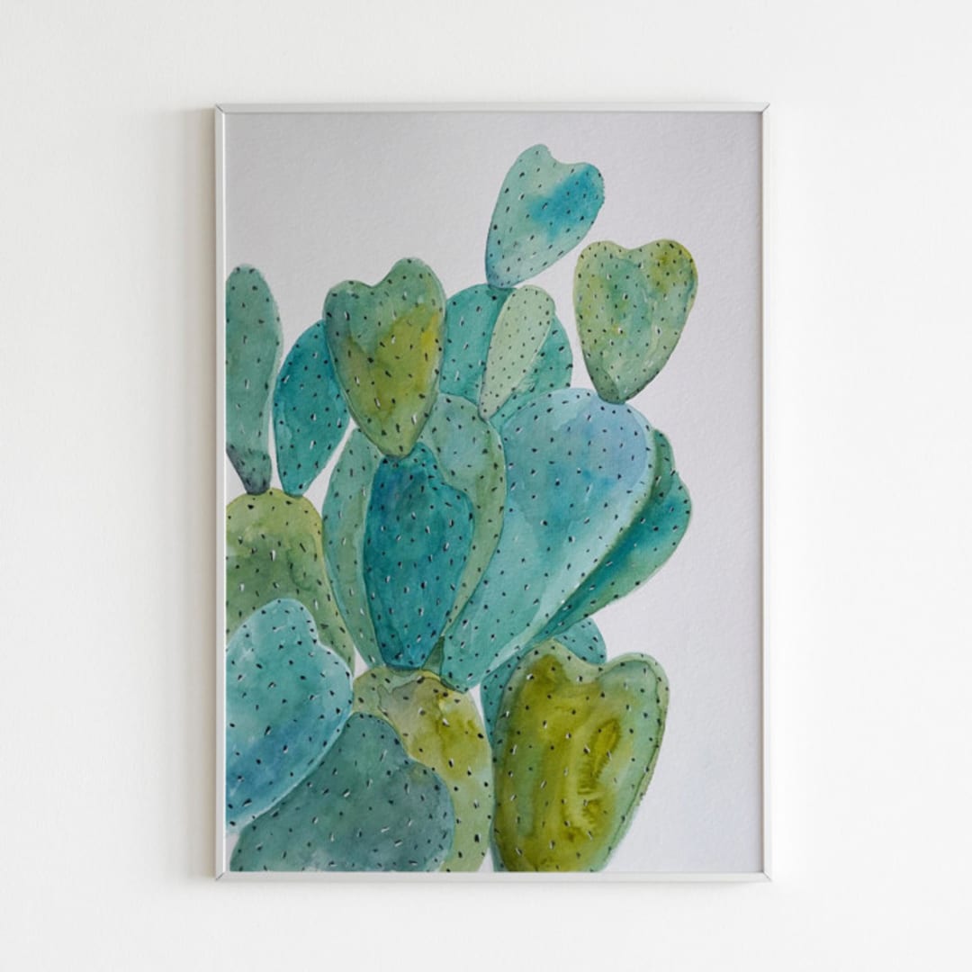 "Watercolor opuntia original painting" - Original Painting in multicolor by Alexandra Dzh